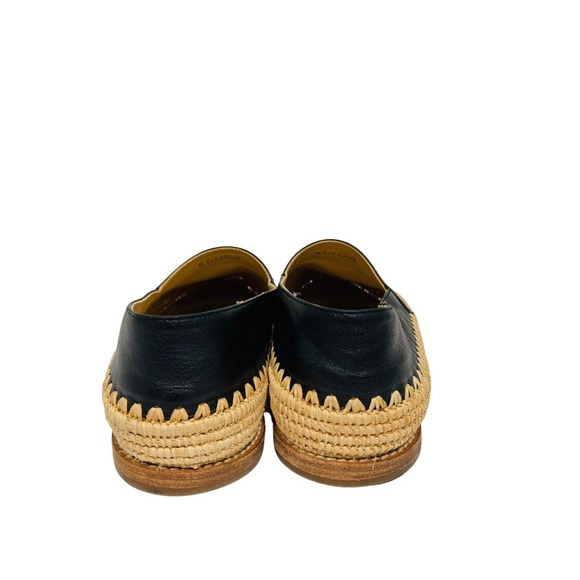 CHANEL Black Leather CC Interlocking Logo Espadrilles Flats Size 40 US 10 - Picture 7 of 10